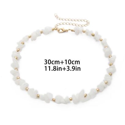Kalung Choker Quartz Cracked Stone Beads Necklace Kalung Batu Kristal Crystal Choker Seastone Natural Batu Alam