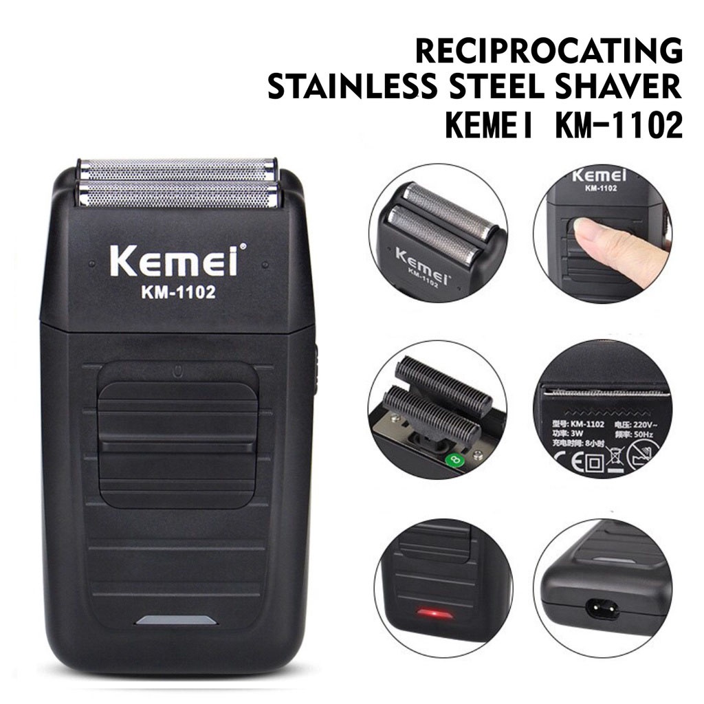 ZILLO Alat Pencukur Rambut Kumis Dan Jenggot Botak Shaver KEMEI Profesional Mesin Cukur Cas Portable