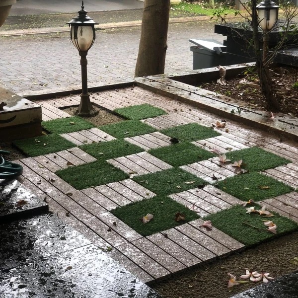 LANTAI KAYU DECK TILE WPC SELGRID GRASS TILE | TILE TEAK | TILE COFFEE