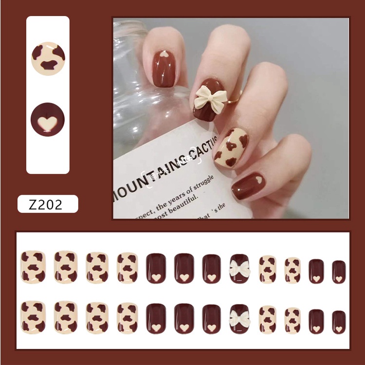 Divine 24 Pcs Kuku Palsu Dan Lem Fake Nail Art 3d Kuku Palsu Tahan Air 24 Pcs Kotak Free Lem