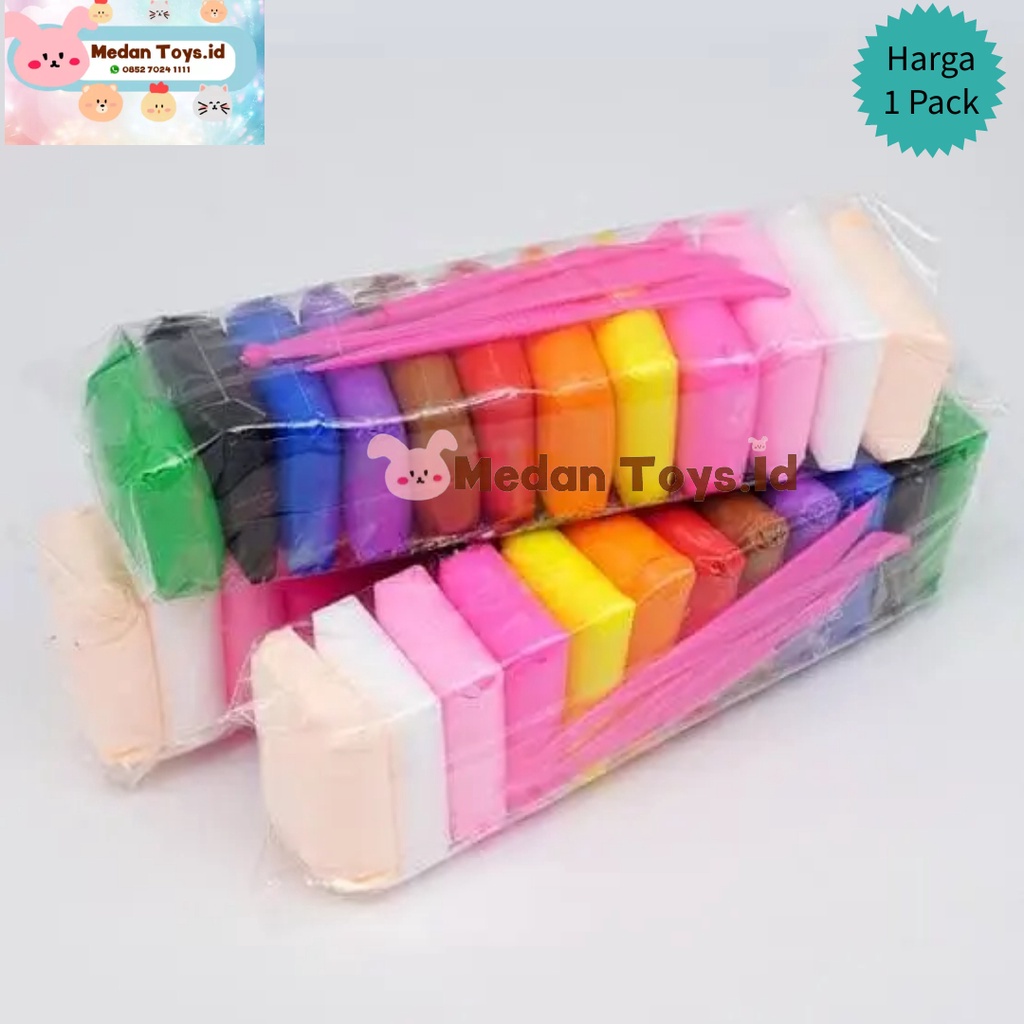 Medan Toys - Mainan anak Clay Polymer 1 Pack isi 12 Warna Mainan plastisin Lilin