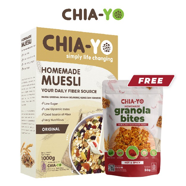 

Chiayo Healthy Kit Package : Muesli 1kg FREE Granola Bites