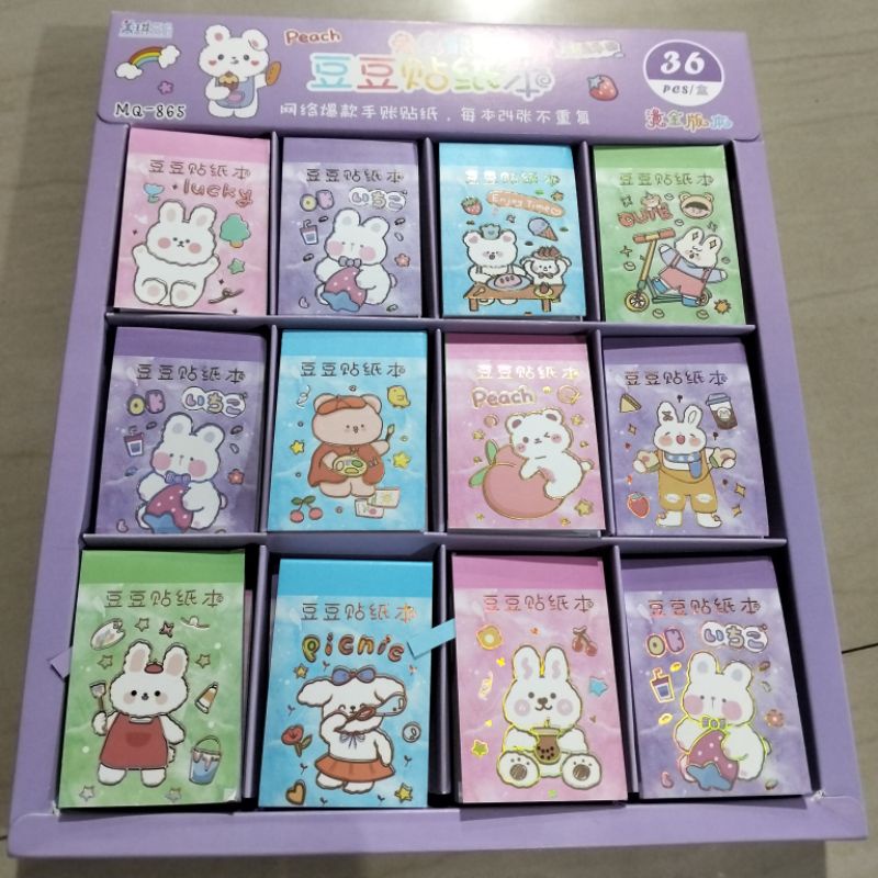 Book Stiker Kartun mini Lucu 1pcs isi 24 lembar sticker momo buku korea notesbook stiker buku momo tempel