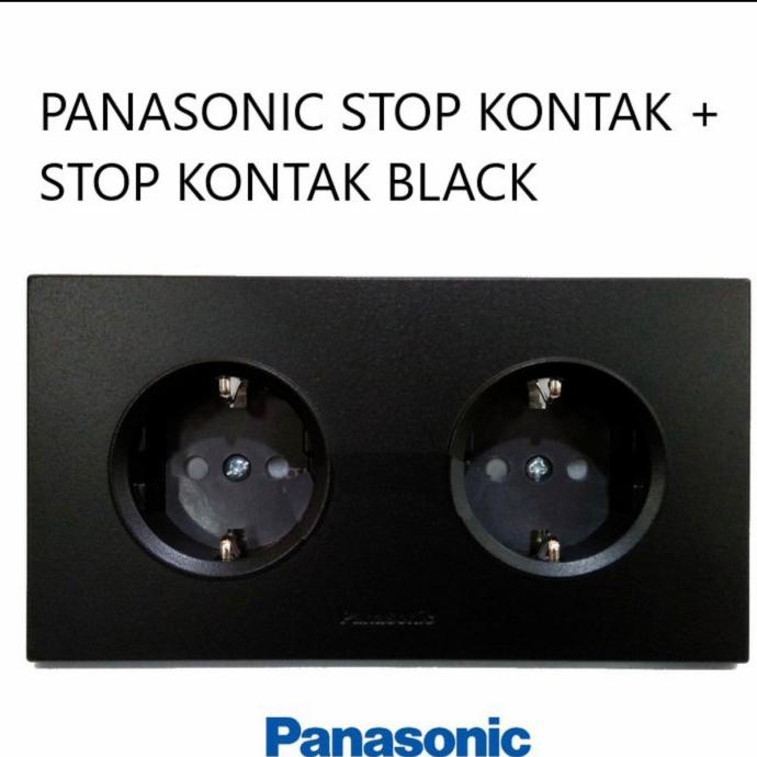 Terlaris!! Panasonic Stop Kontak Listrik Hitam Black Seri 2G 2 Gang