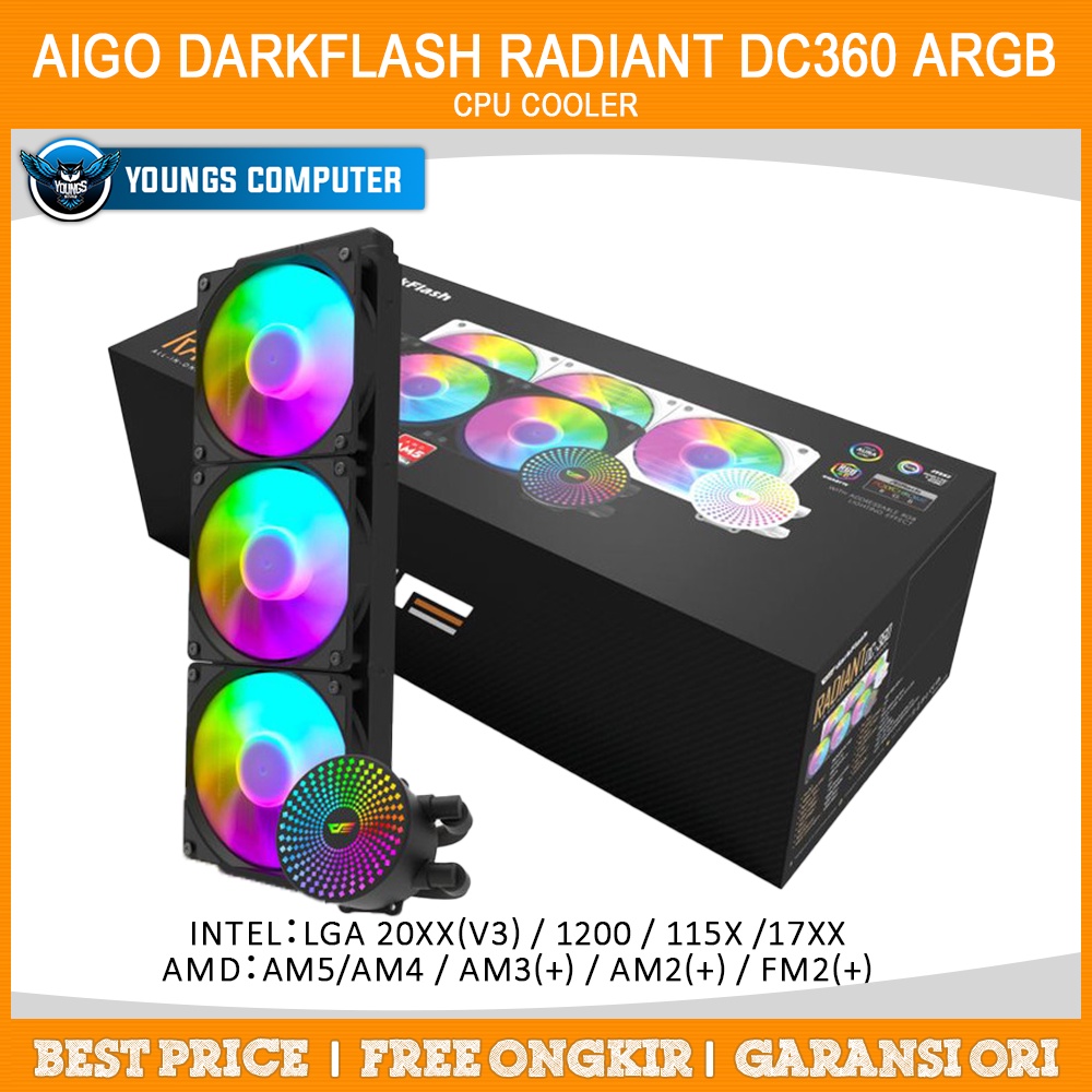 CPU COOLER AIGO DarkFlash DC360 Black ARGB | 240mm Liquid CPU Cooler