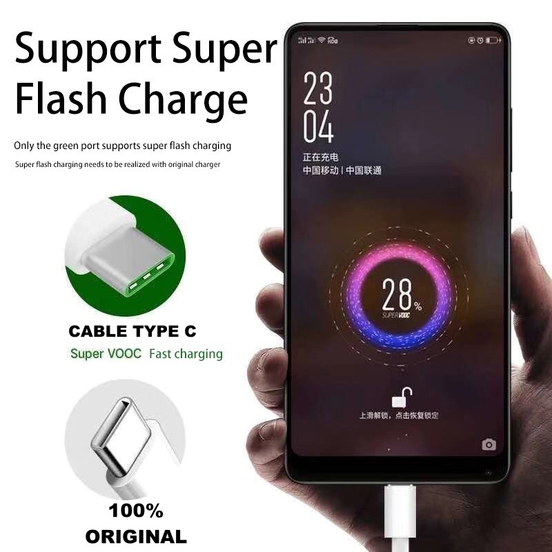 Charger Oppo Super VOOC Type C 80W / 65W / 30W Original 100% Fast Charging