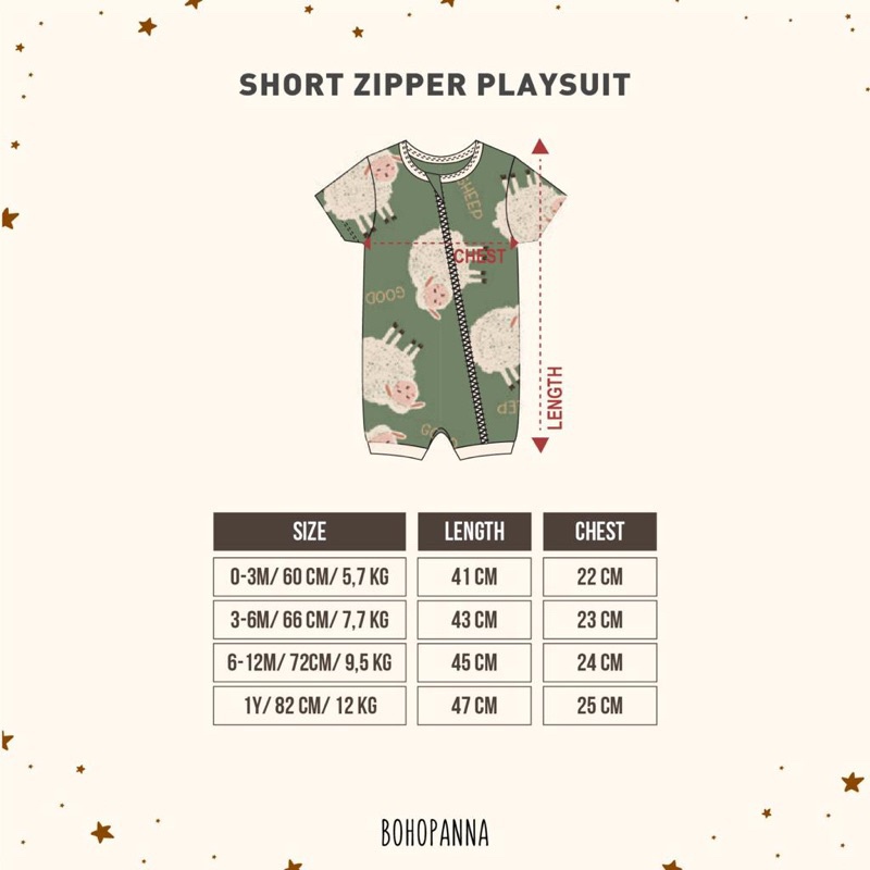 Bohopanna Short Zipper Playsuit - Printed Jumper Bayi