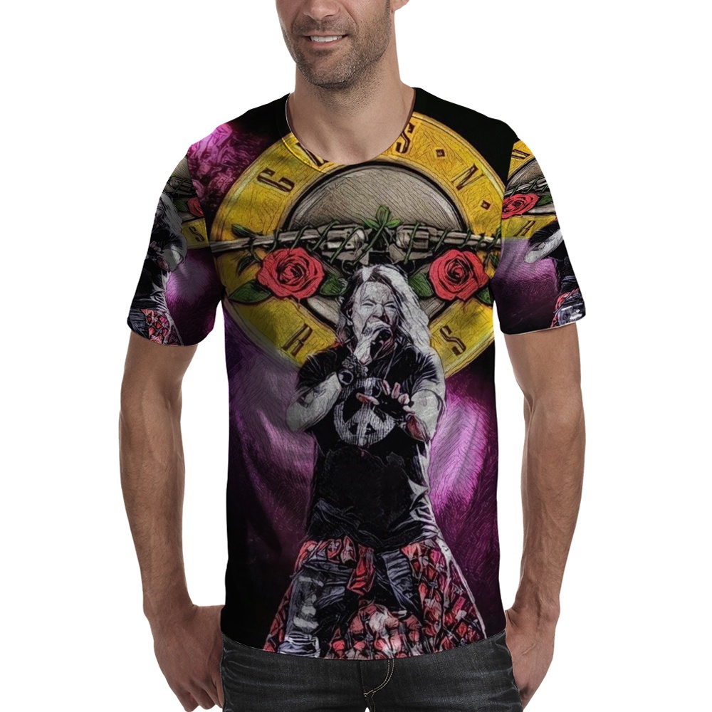 Kaos AXL Rose GNR Tshirt Fullprint Bahan Jersey Casual Unisex T - SHIRT