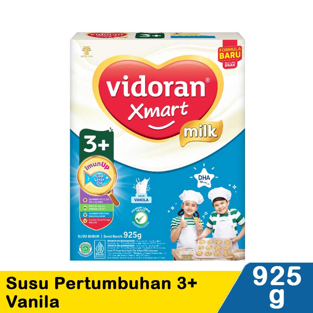 Susu Anak VIDORAN XMART Tahap 3+ Rasa Vanila / Madu Netto 925 Gram