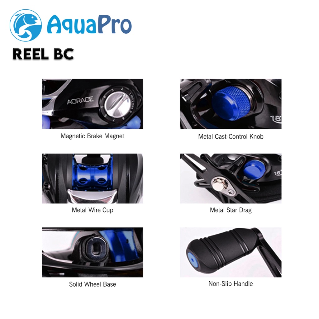 Paket Set Joran Pancing JR01 Baitcasting Fishing Reel Casting Fishing Rod Carbon Fiber Reel Bait Casting R01 Blue