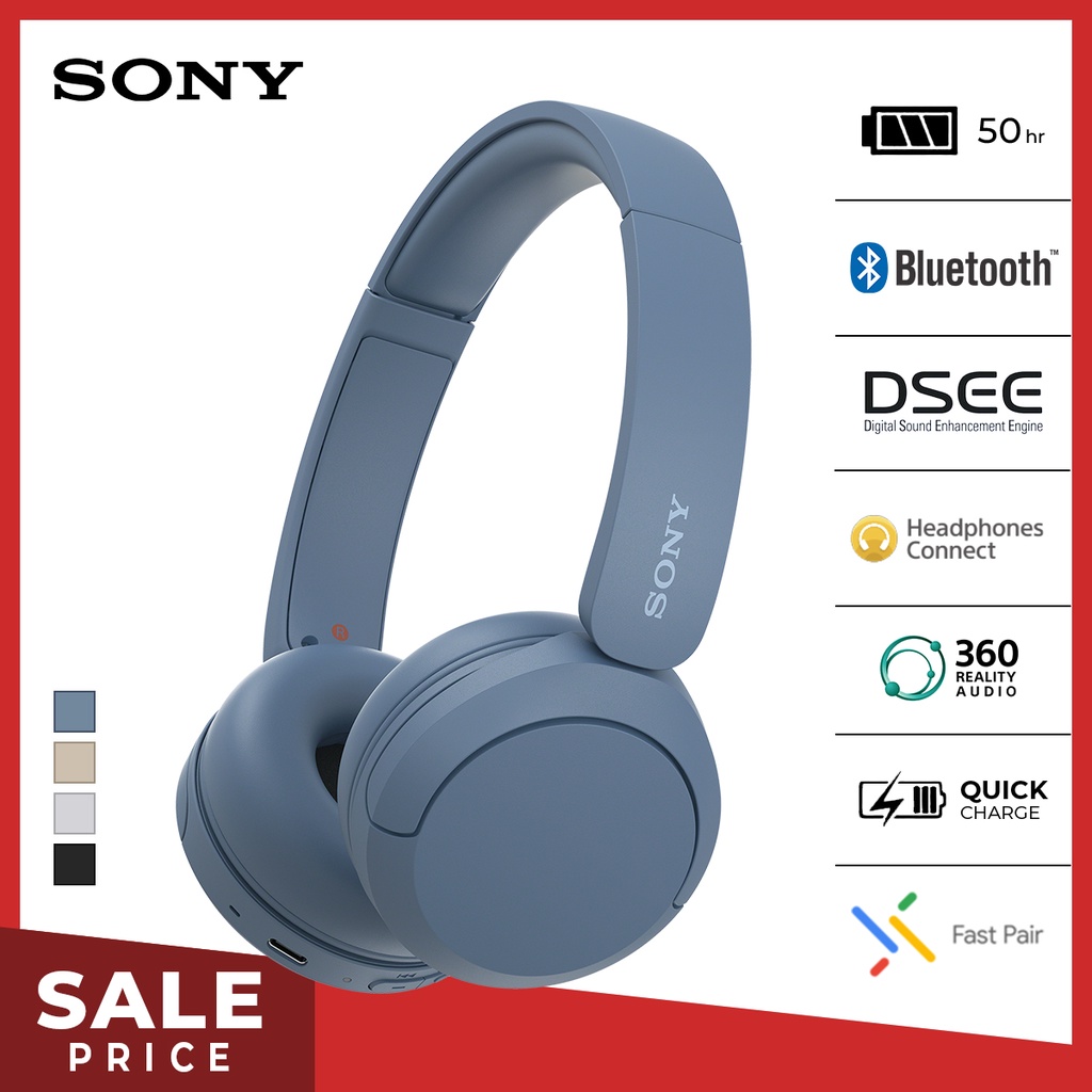 Sony Headphone Nirkabel WH-CH520 - Blue