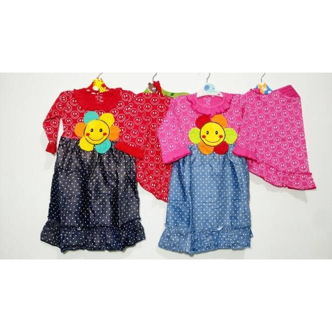 Baju Muslim Anak Baju Gamis Muslim Anak Perempuan Gamis Happy Sun Semi Jeans M8D3 karakter syari vir