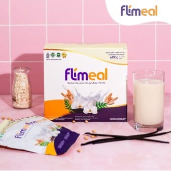 

Flimeal (Meal Replacement) 1 box isi 12 sachet rasa VANILA susu sereal