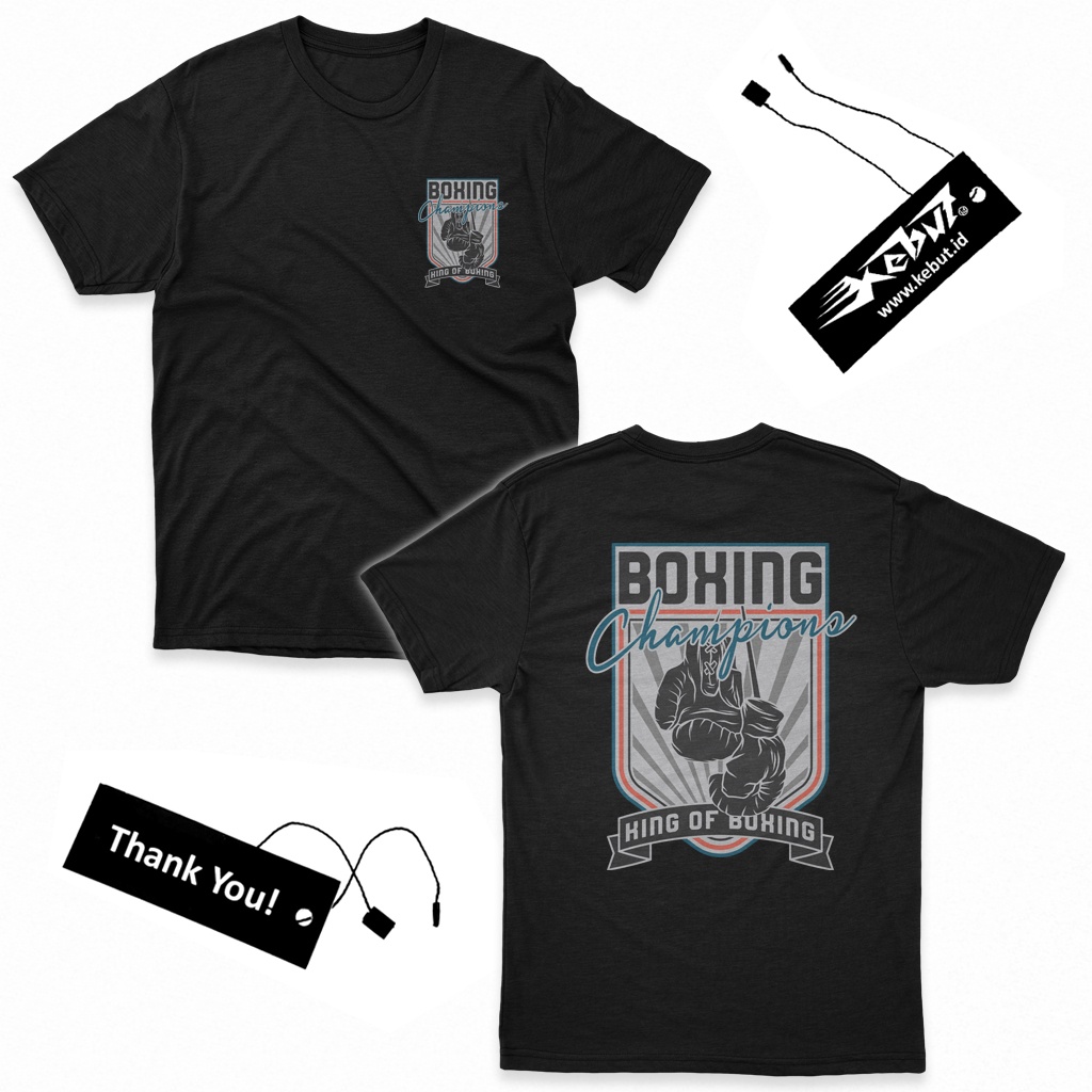 Boxing Champions - Kaos Tema Boxing - Posisi Desain Sablon Depan Belakang - Kain Katun Tshirt / baju