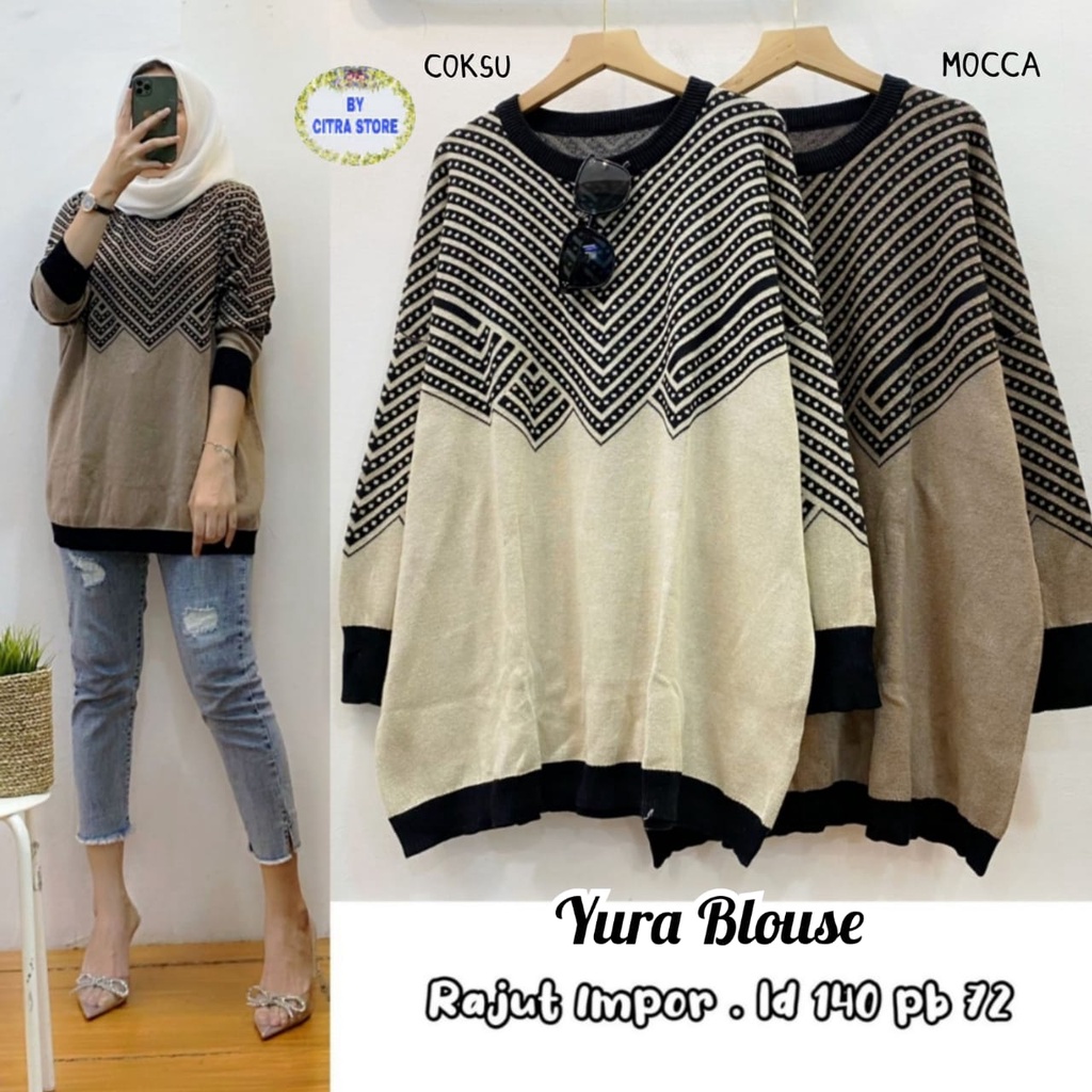 BLOUSE RAJUT IMPORT JUMBO LD 140 KOREAN STYLE TERBARU / PAKAIAN WANITA BAJU ATASAN BLOUSE OVERSIZE V