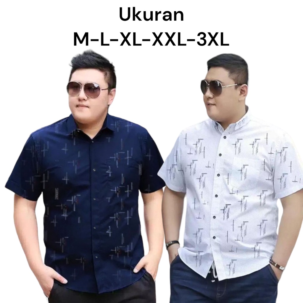 KEMEJA PRIA LENGAN PENDEK MOTIF ASLI/HEM PRIA CASUAL LENGAN PENDEK HARISTON/HEM PRIA