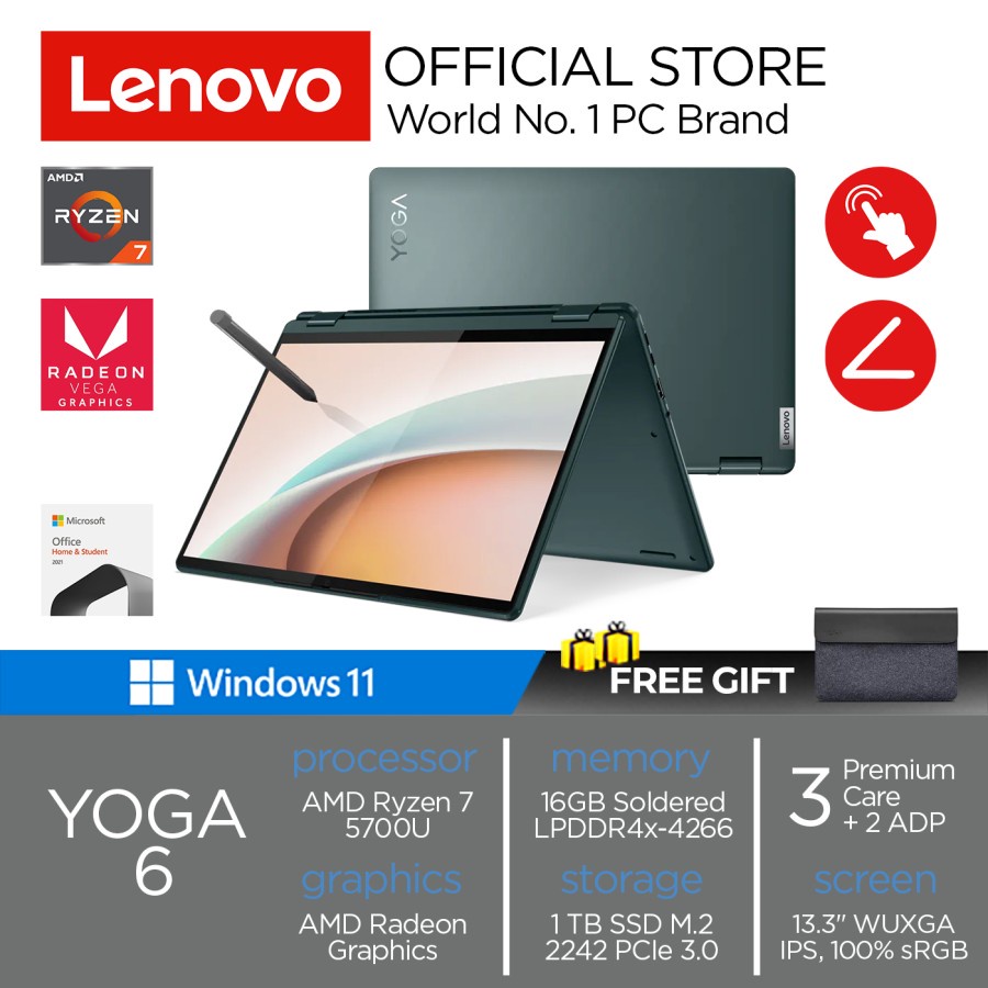 Lenovo Yoga 6 13ALC7 TOUCH | R7 5700U 16GB 1TBSSD VEGA8 W11+OHS