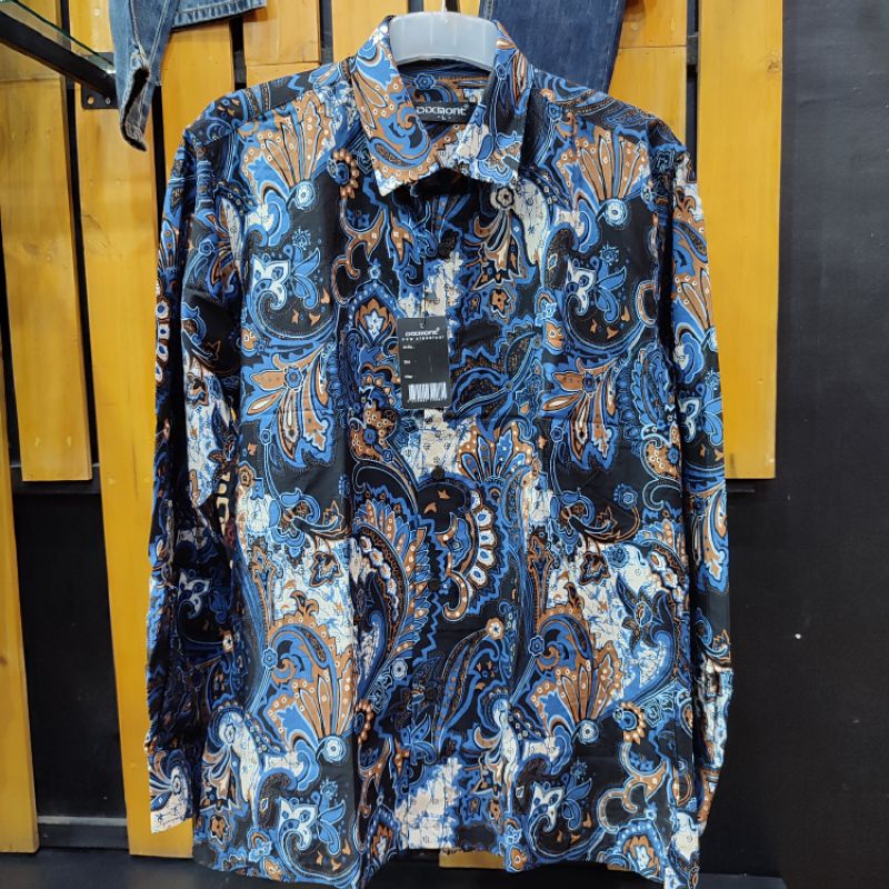 DIXMONT 014 Atasan Kemeja Batik Pria  Lengan Panjang