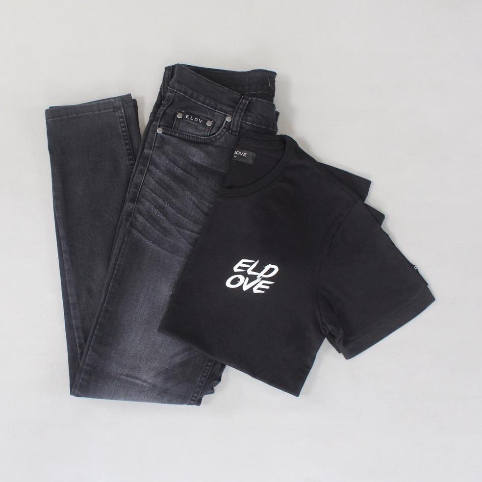 HARGA TERMURAH Eldove Paket Celana Jeans + Kaos 8502