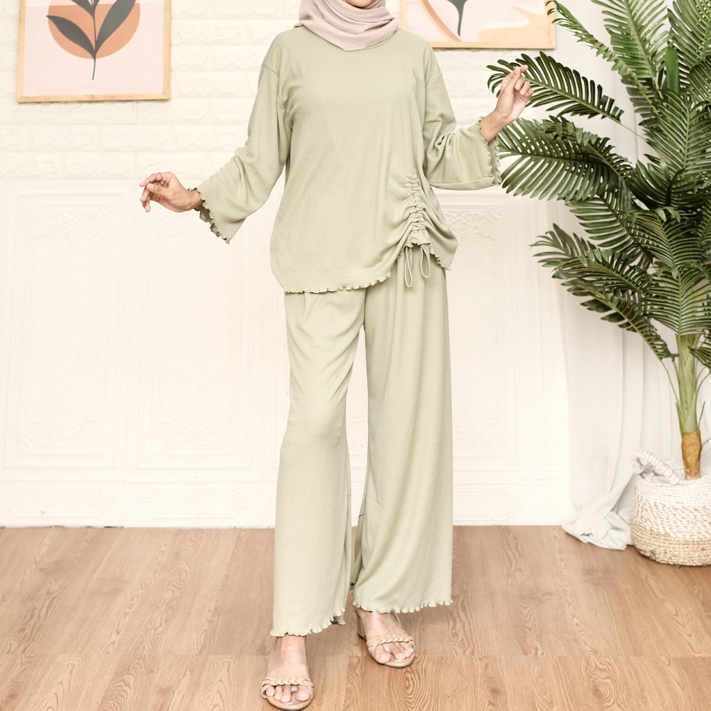 ZASKIYA - Namiya Set / Oneset Rib Knit Premium Wanita