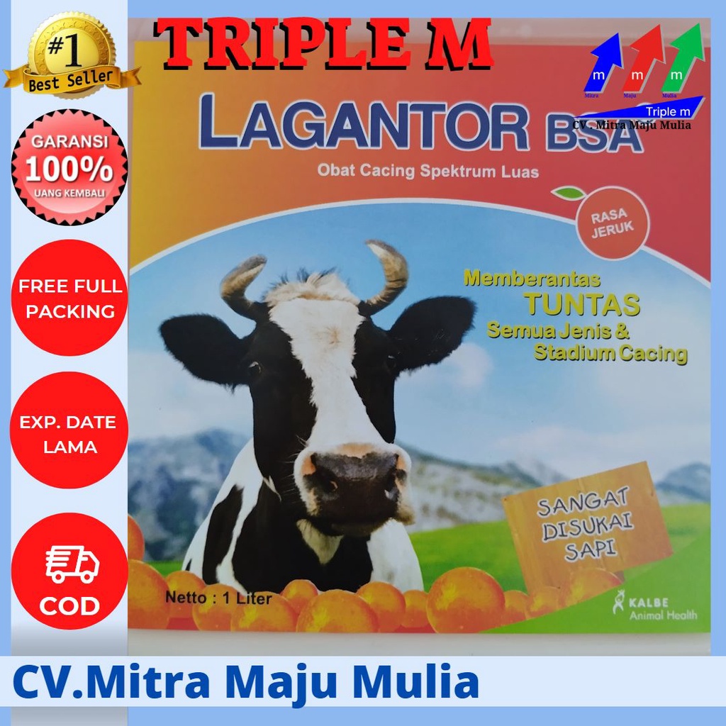 LAGANTOR BSA 1 Liter 1 L - Obat Cacing Rasa Jeruk Untuk Hewan Sapi Kuda Kerbau Kambing Domba