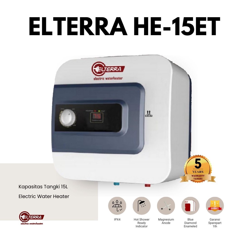 Jual water heater listrik Elterra 15L ET pemanas air kamar mandi ET