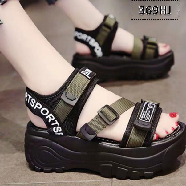 SIAP KIRIM Sandal Gunung Wanita Triple Strap - 369 Sol Tebal 4 Cm Fashion Korea