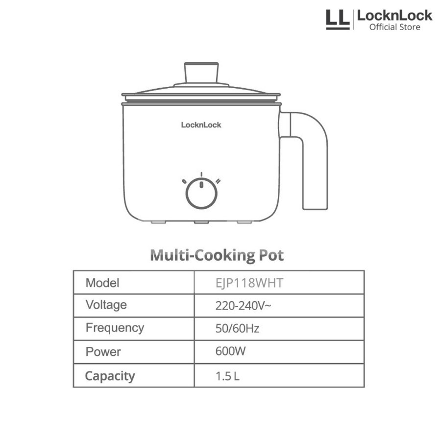 Lock and Lock Panci Listrik  Multi Cooking Pot 1.5l Electric cooker 600w Lock n Lock Lock&amp;Lock LocknLock