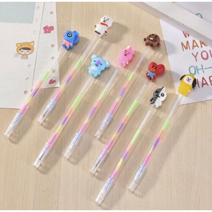 

BUKABELI COD Pena Warna Motif BT21 KPop / Pena Gel BTS Import / Alat Tulis U140