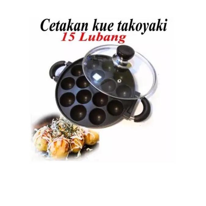 MURAH BANGET Cetakan Takoyaki - Telur Puyuh - 15 Lubang - Teflon + Tutup Kaca