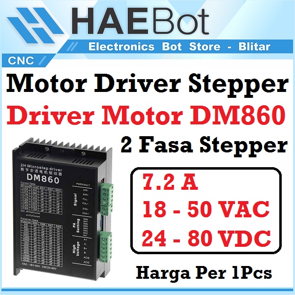 [HAEBOT] Motor Driver Stepper Nema 23 34 86 DM860 24V - 80V 7.2A CNC 57 Microstep Pengontrol 2 Phase Bipolar DC Router Laser Plasma Microstepping Dinamo