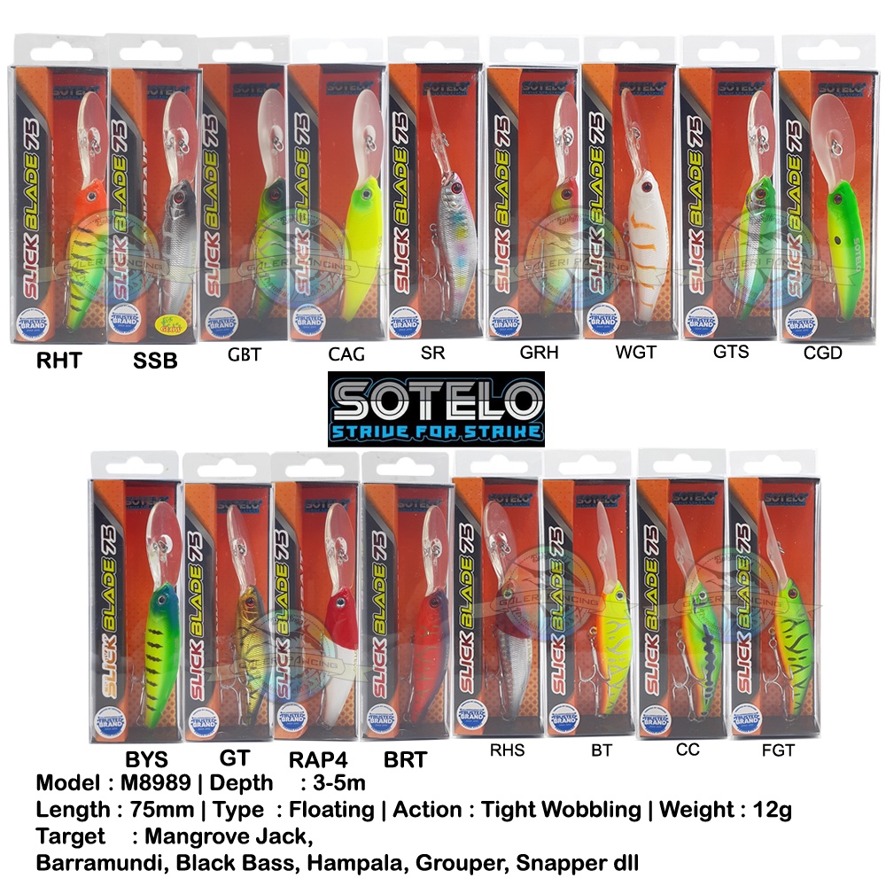 Umpan Pancing Minnow Sotelo Slick Blade 75mm 12g Floating