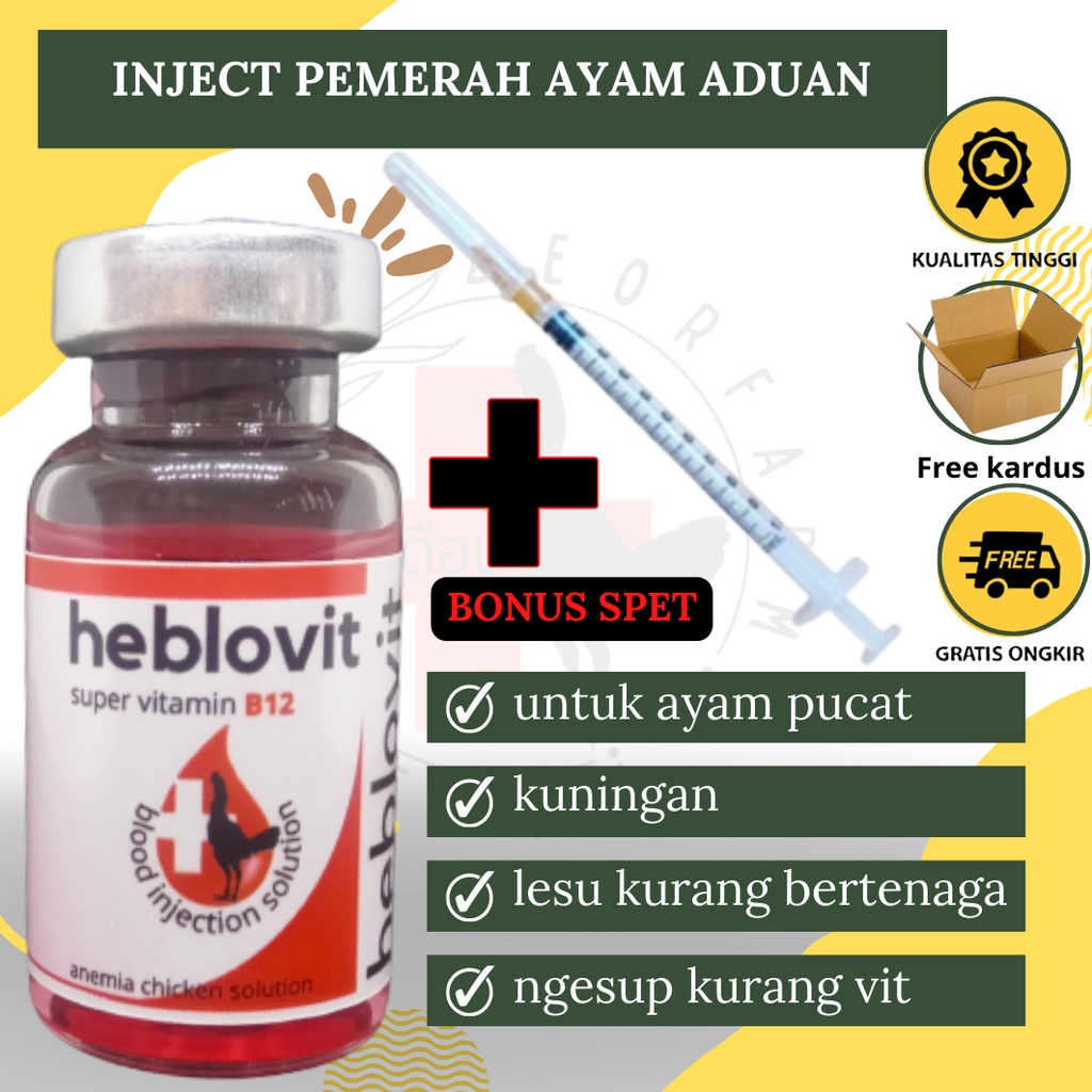 obat ayam pucat lesu kuningan heblovit inject 10ml zeorfarm