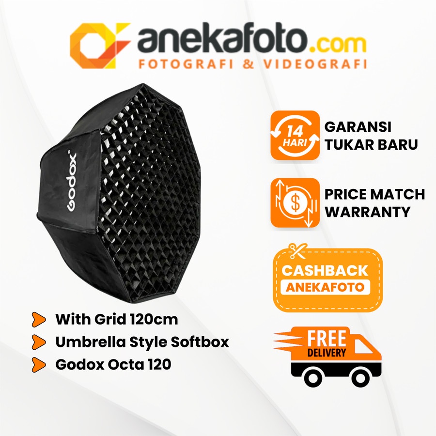 Godox SoftBox Octa 120cm Umbrella With Grid Black