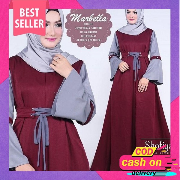 Gamis Wanita Kondangan Korean Style Remaja Cewek Modis Baju Gamis Trend Kekinian 2022 Longdress Mela