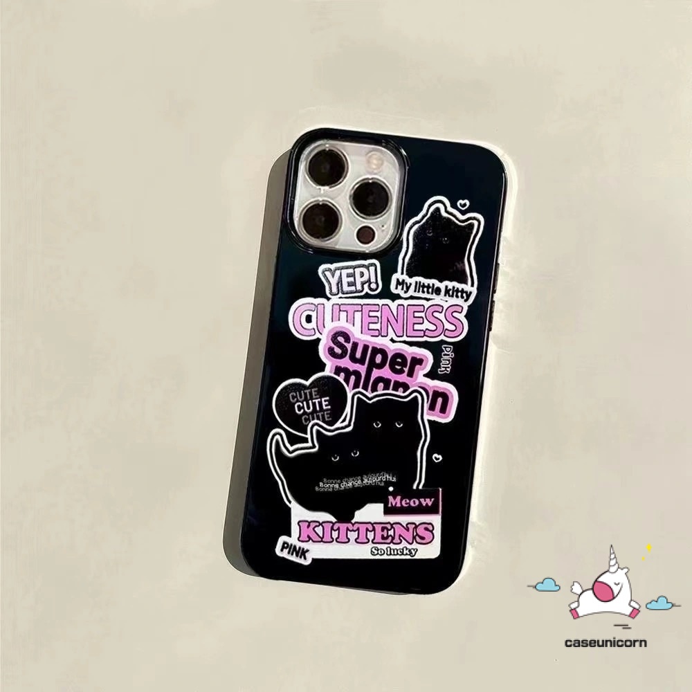 IPHONE Casing Ponsel Couple Kompatibel Untuk Iphone 7 8 Plus 11 14 13 12 Pro Max XR X XS Max Se 2020 Lembut Tpu Silicon Ins Trendy Sticker Label Glossy Halus Phone Cover