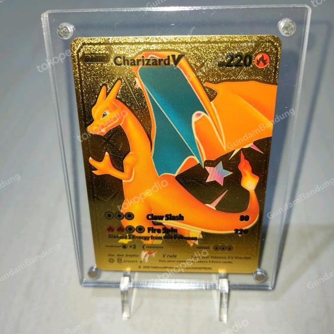 :=:=:=:=] CHARIZARD V NON SHINY POKEMON STUDIO GOLD COATING METAL SR VMAX VSTAR