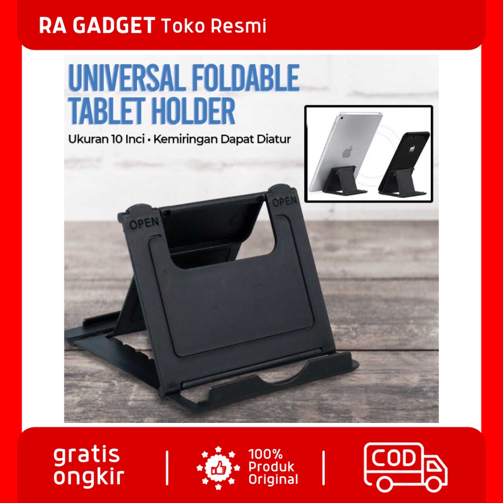 Universal Foldable Tablet Bracket Holder Dekstop Malas / Stand Standing Wall Dudukan Penyangga Peneg