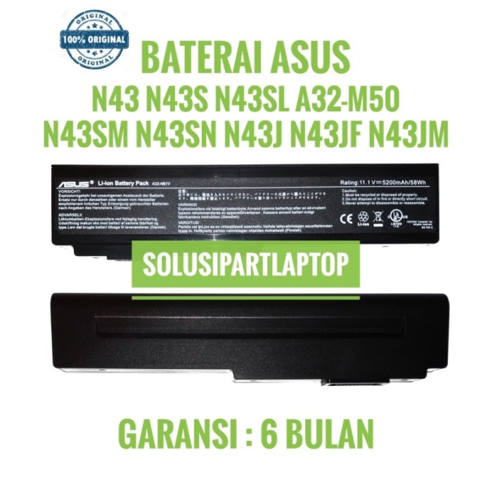 Original Baterai/Battery/Batre Laptop/Notebook ASUS N43, N43s N43SL
