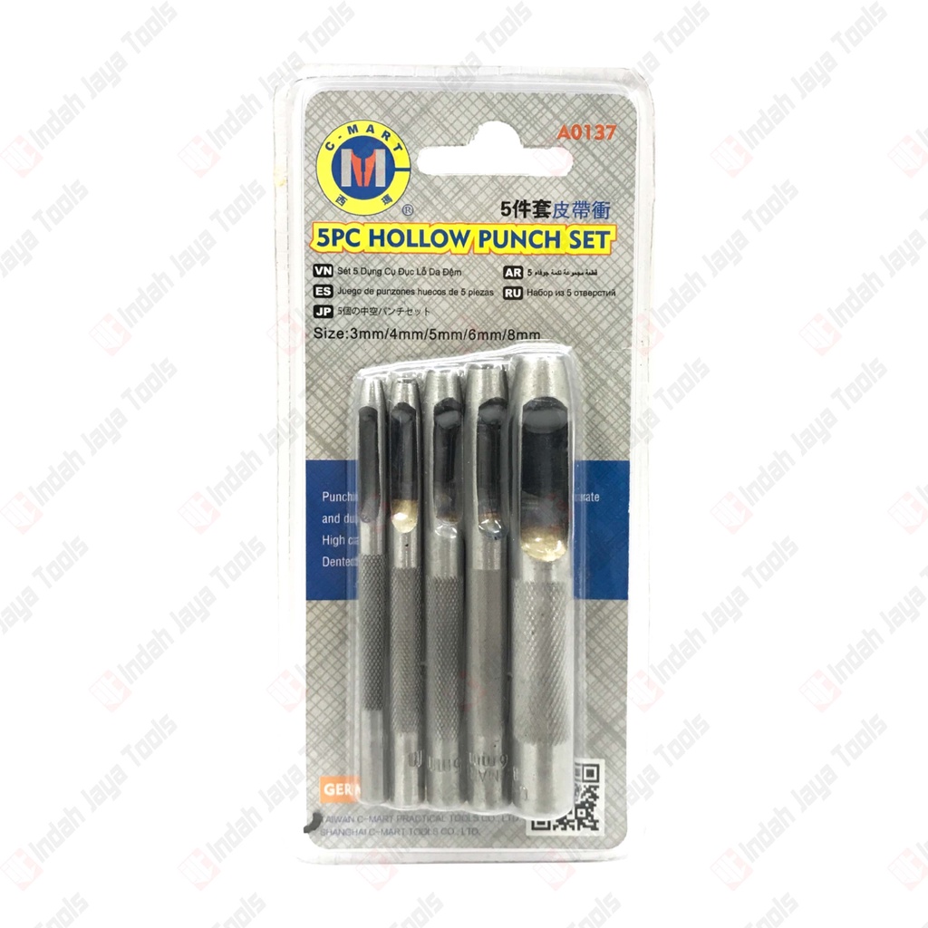 C-MART A0137 Hollow Punch Set 5 Pc Mata Bor Plong Pembuat Lubang Kulit