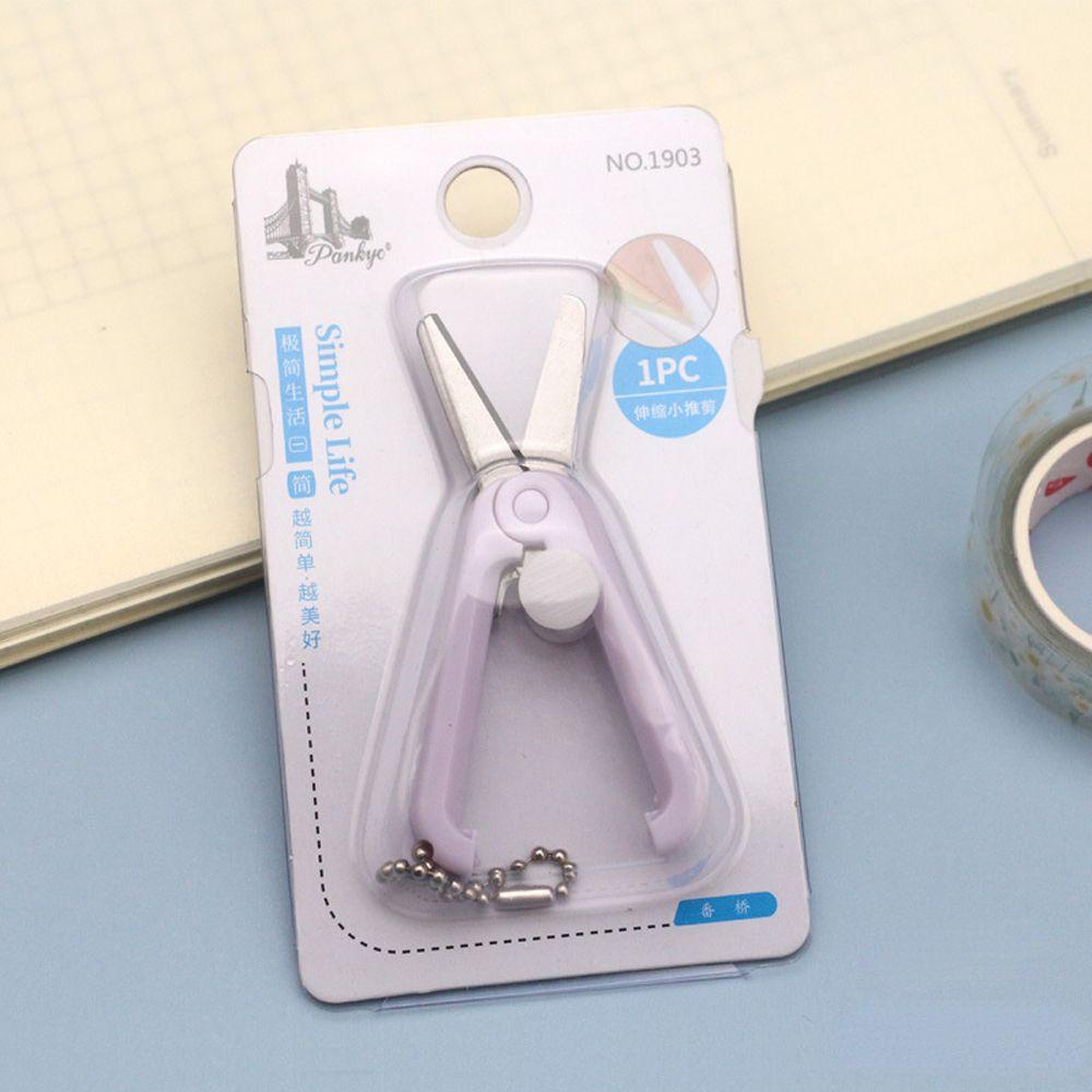 SS Gunting Lipat mini Portable tarik Stainless Steel Retractable Mini Folding Scissors Pemotong Kertas Paper Cutter lucu