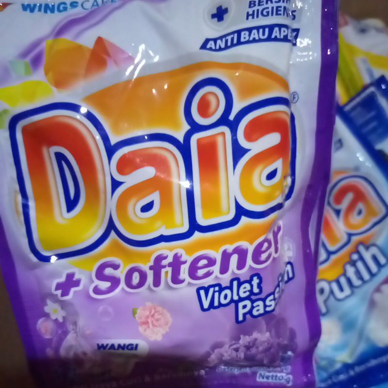 DAIA Deterjen Bubuk 46G SATUAN All Varian Daya Detergent Powder Softener Clean Fresh Floral Blossom Fresh Lemon Romantic Passion Violet Ungu Pink Putih Kuning Orange 1000 Renceng Murah Grosir Wings