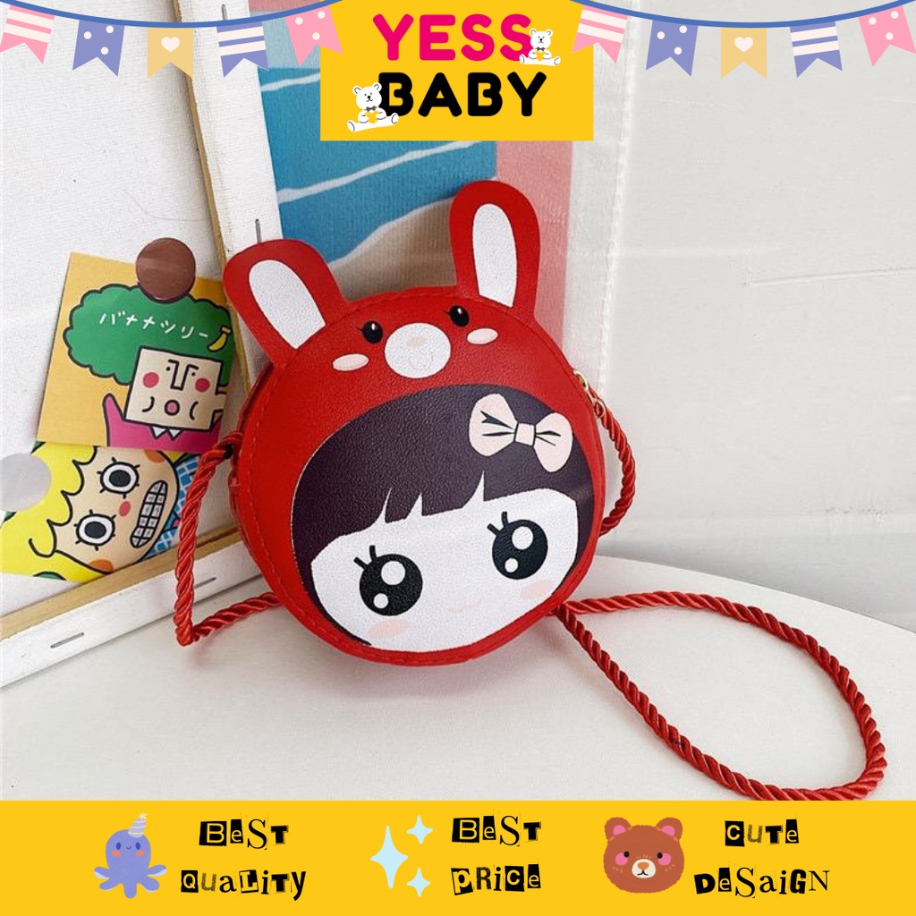 YESSBABY GIRL RED  Tas anak Small and cute cartoon pattern single shoulder/children's leisure bag