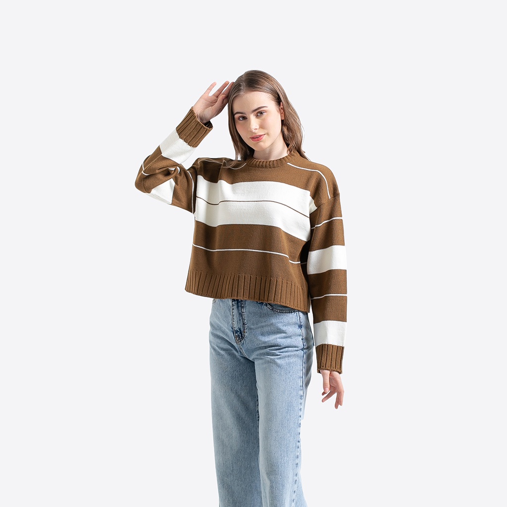 NIGOO Suji Knit Crop Sweater Rajut