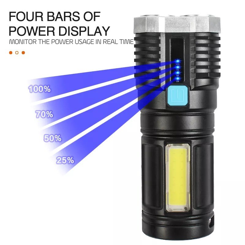 [GROSIR] LAMPU SENTER PENERANG PORTABLE 4 LED FLASH LIGHT CAMPING JARAK JAUH SUPER TERANG MULTIFUNGSI SERBAGUNA