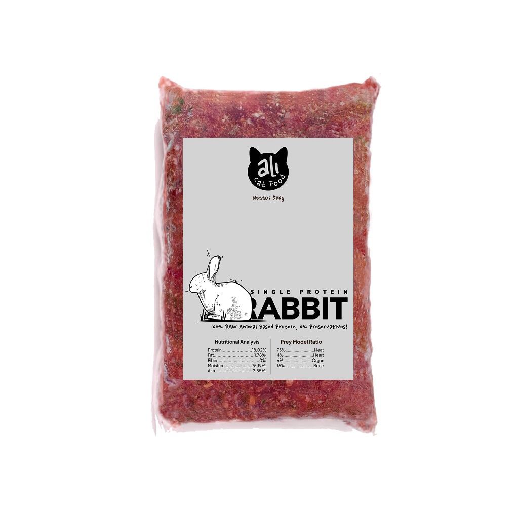 Single Rabbit - Ali Cat Food - Raw Food - Makanan Kucing