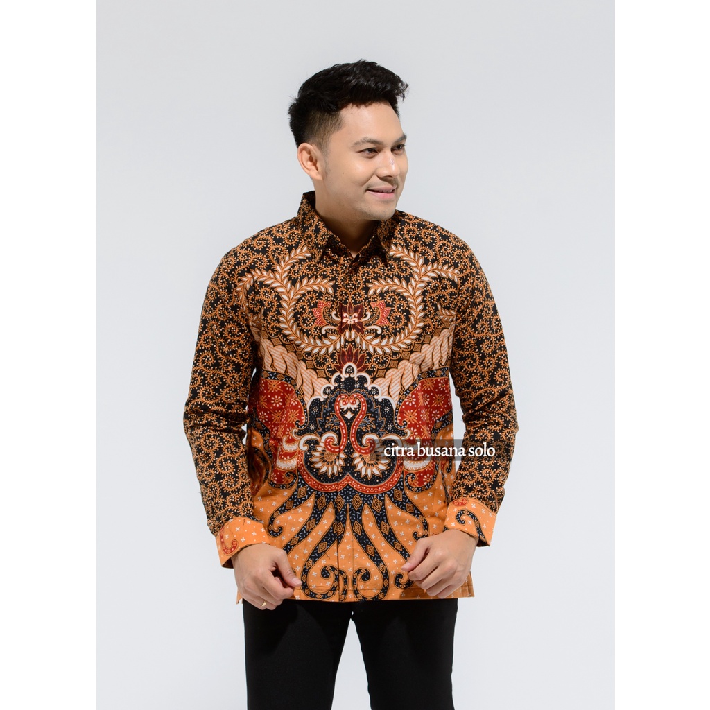 SANJAKA Kemeja Batik Pria Full Furing Bahan Katun Sragenan