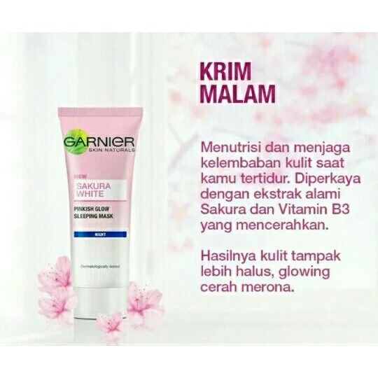 GARNIER SAKURA GLOW HYALURON SLEEPING MASK (NIGHT CREAM)  - 20ml