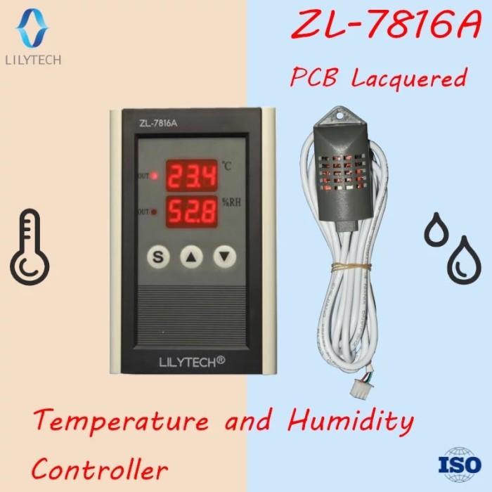 Terlaris Lilytech Zl-7816A 12V Temperature & Humidity Controller Thermostat