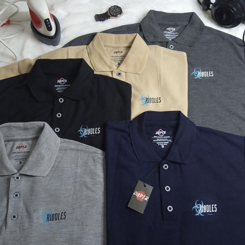 HARGA SPESIAL Polo Shirt Pria Kaos Kerah Jumbo Big Size Original Motif Riddles